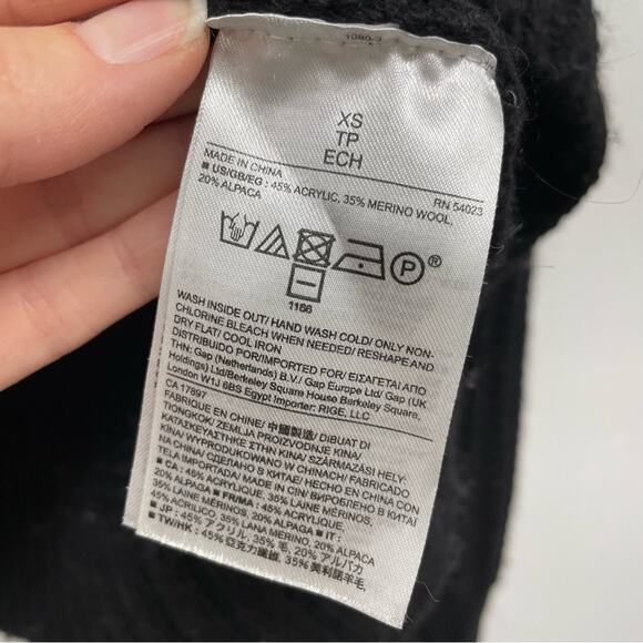 Banana Republic Black Merino Wool & Alpaca Blend Turtleneck Sweater Womens XS - Picture 6 of 8